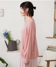 GJKFD35130 Jocomomola(ホコモモラ) ギンガムチェックカットソープルオーバー レッド