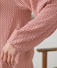 GJKFD35130 Jocomomola(ホコモモラ) ギンガムチェックカットソープルオーバー レッド