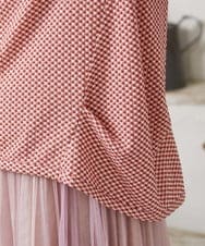 GJKFD35130 Jocomomola(ホコモモラ) ギンガムチェックカットソープルオーバー レッド