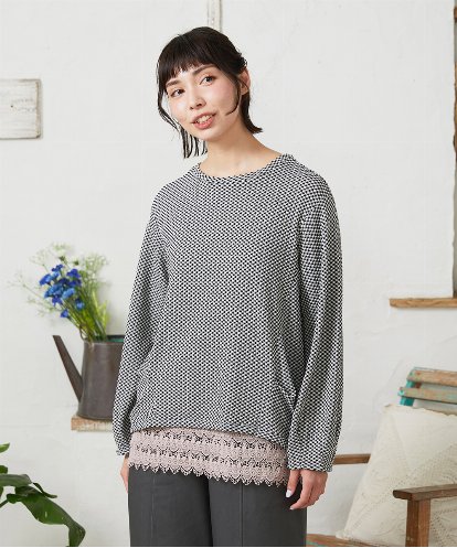 GJKFD35130 Jocomomola ギンガムチェックカットソープルオーバー