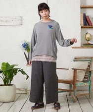 GJKFD35130 Jocomomola(ホコモモラ) ギンガムチェックカットソープルオーバー ブラック