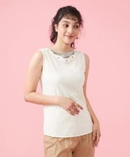 GJKFS32080 Jocomomola(ホコモモラ) フライス  配色ストラップタンクトップ アイボリー