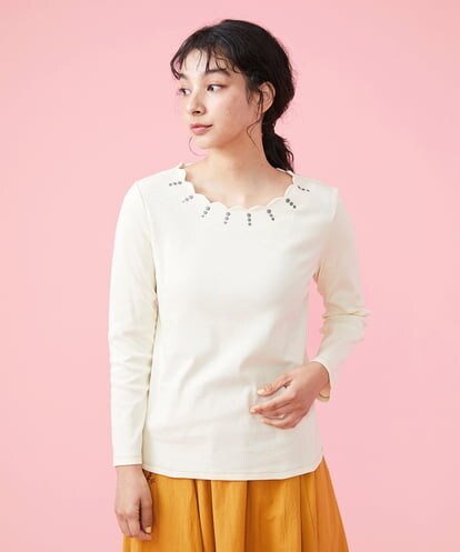GJKFS33090 Jocomomola フライス 刺繍スカラップカットソー