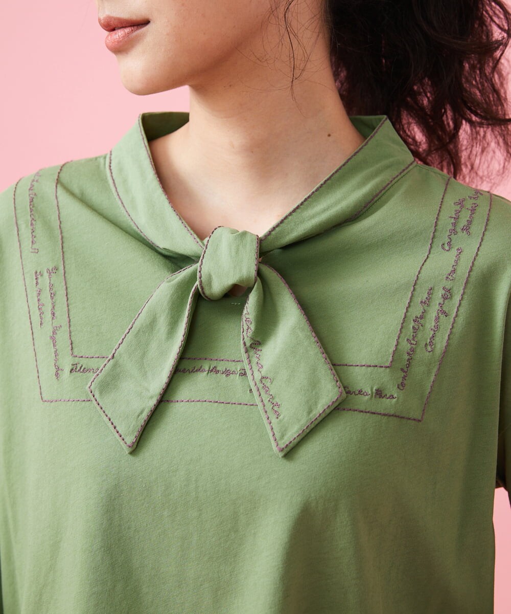 GJKFS35170 Jocomomola(ホコモモラ) Carta 刺繍カットソー パープル