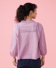 GJKFS35170 Jocomomola(ホコモモラ) Carta 刺繍カットソー パープル