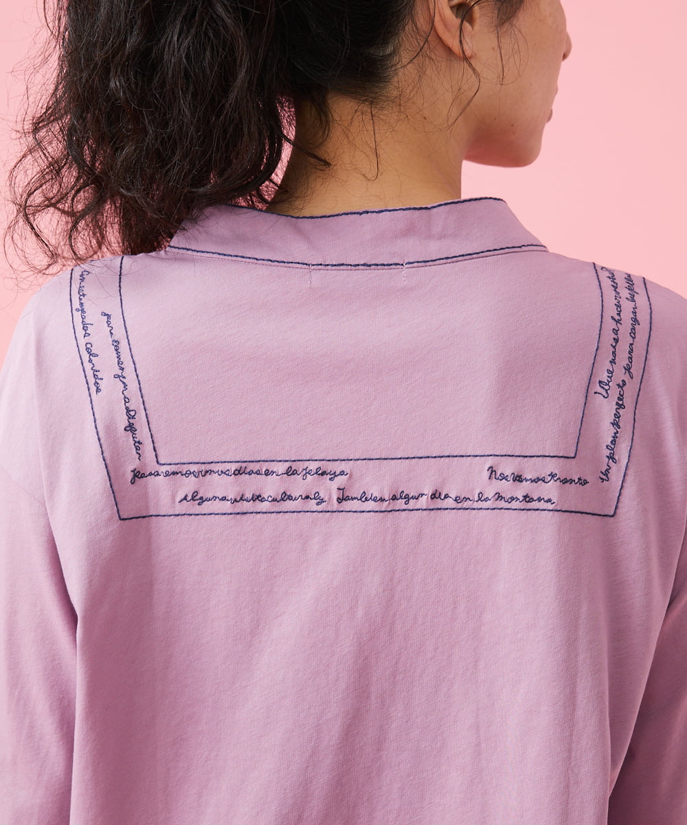 GJKFS35170 Jocomomola(ホコモモラ) Carta 刺繍カットソー パープル