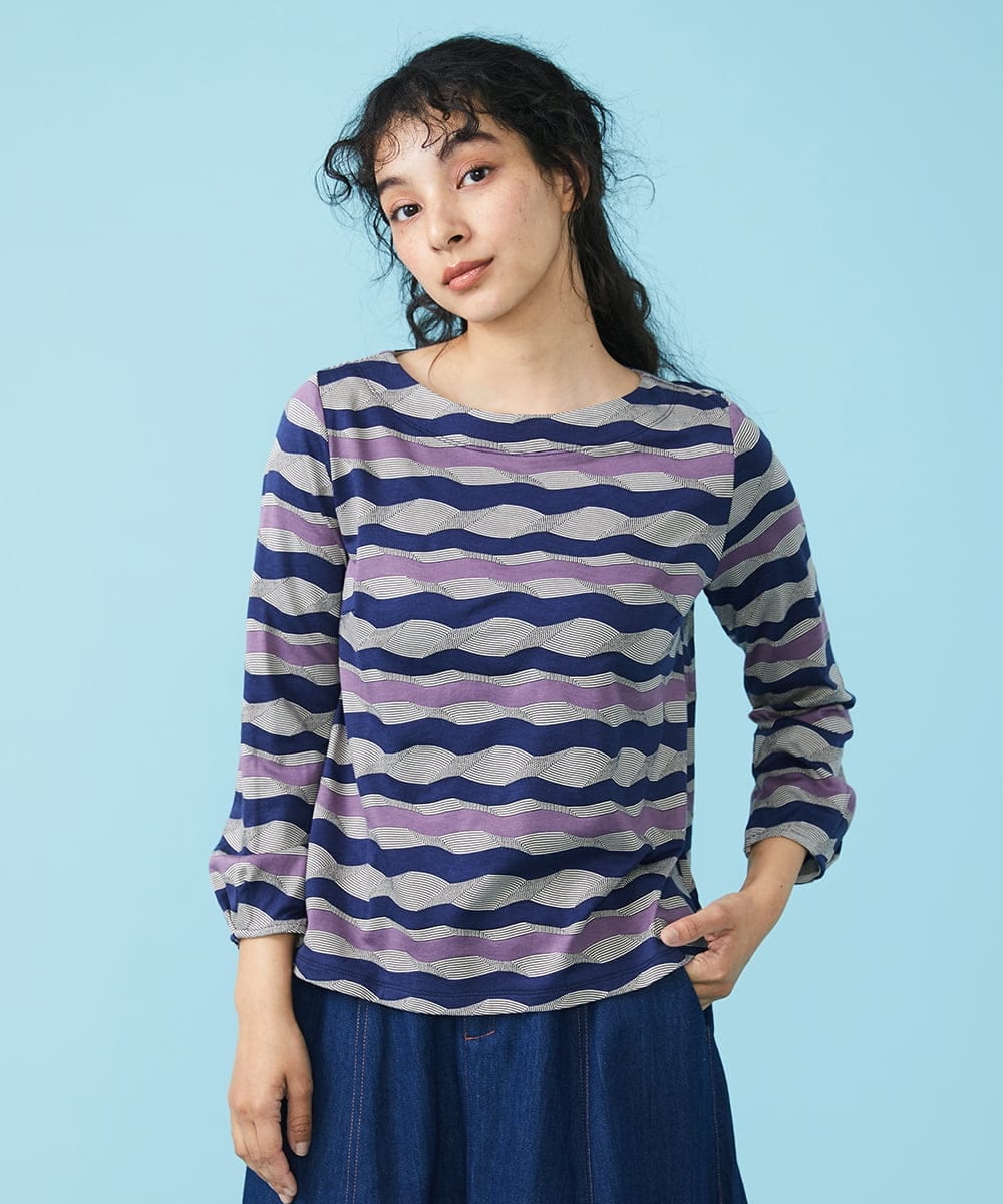 GJKFS36180 Jocomomola(ホコモモラ) Calle ボーダーカットソー ネイビー