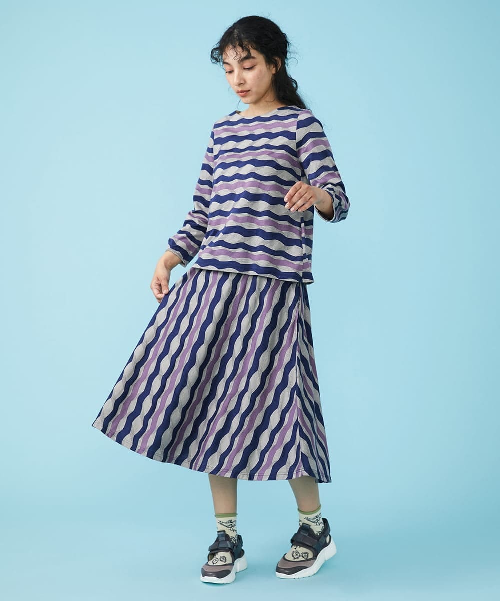 GJKFS36180 Jocomomola(ホコモモラ) Calle ボーダーカットソー ベージュ