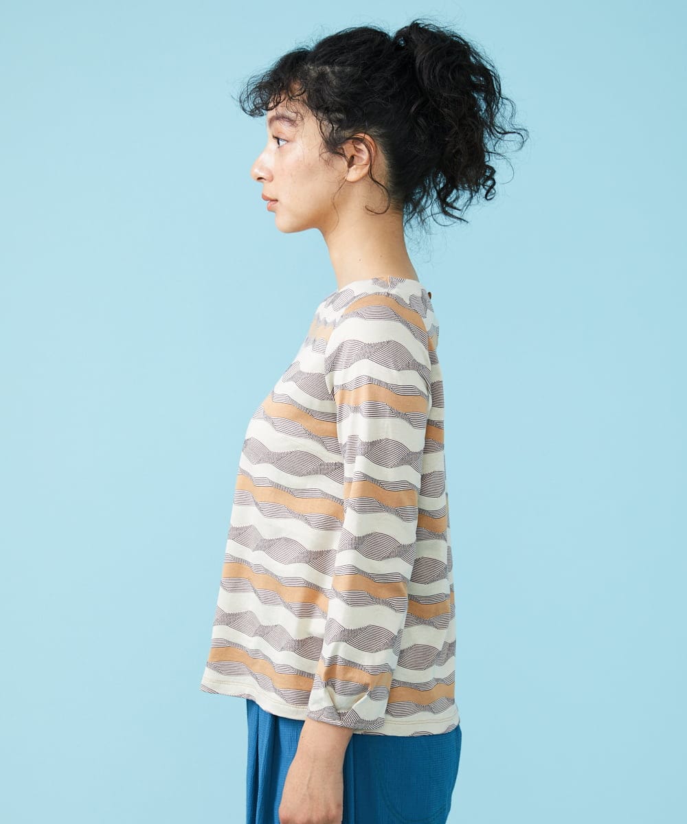 GJKFS36180 Jocomomola(ホコモモラ) Calle ボーダーカットソー ベージュ