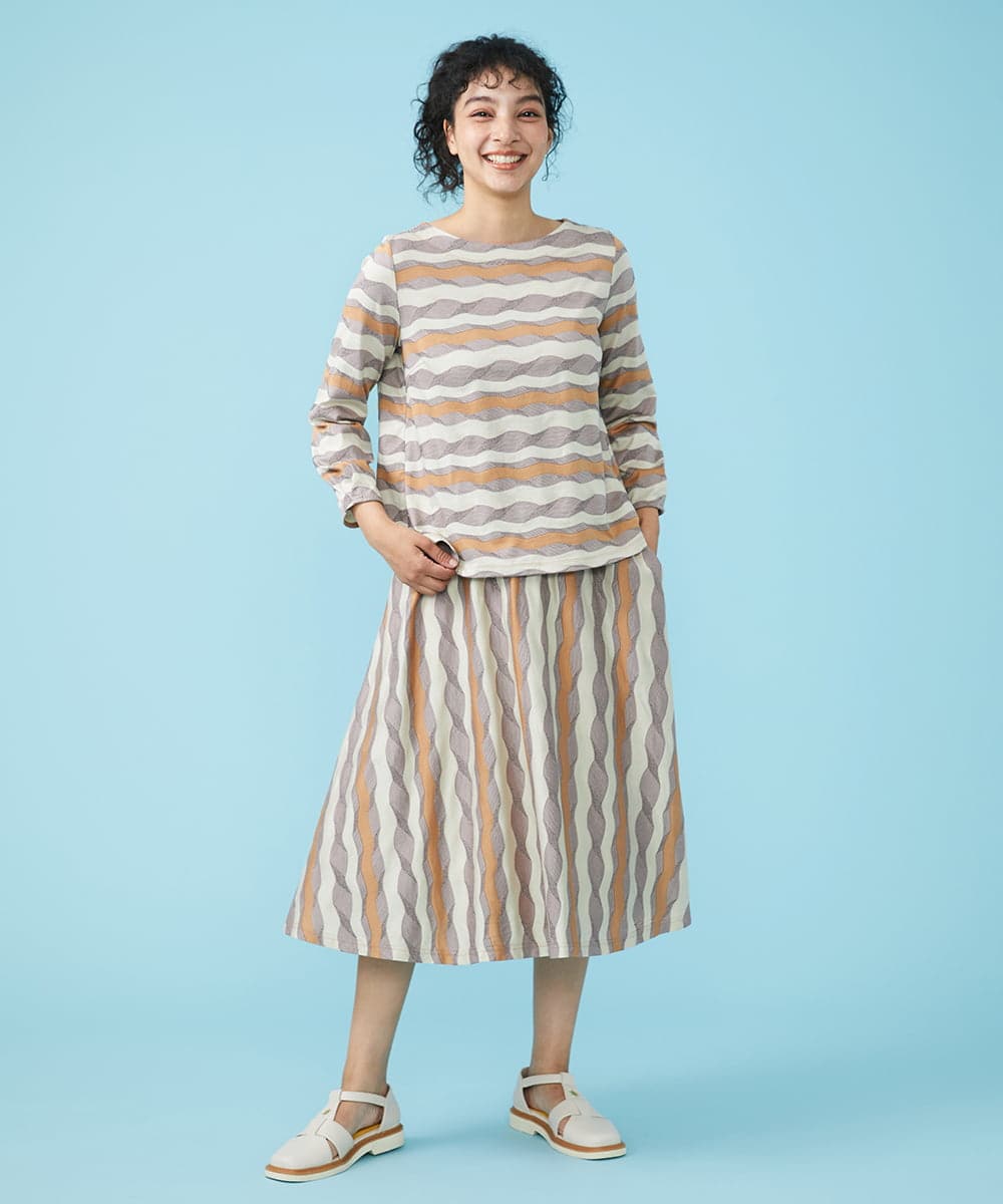 GJKFS36180 Jocomomola(ホコモモラ) Calle ボーダーカットソー ベージュ