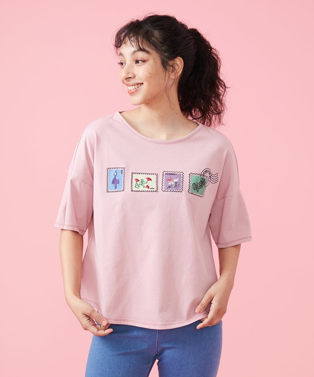 GJKFS37140 Jocomomola Carta 切手モチーフTシャツ