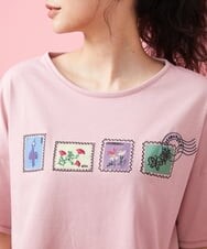 GJKFS37140 Jocomomola(ホコモモラ) Carta 切手モチーフTシャツ ピンク
