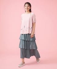 GJKFS38140 Jocomomola(ホコモモラ) Carta フラワーモチーフTシャツ ダークグレー