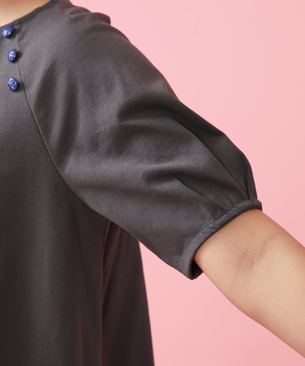 GJKFS38140 Jocomomola(ホコモモラ) Carta フラワーモチーフTシャツ ダークグレー