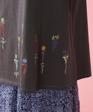 GJKFS38140 Jocomomola(ホコモモラ) Carta フラワーモチーフTシャツ ダークグレー