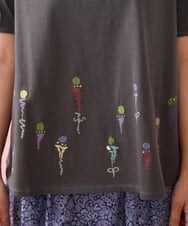 GJKFS38140 Jocomomola(ホコモモラ) Carta フラワーモチーフTシャツ ダークグレー