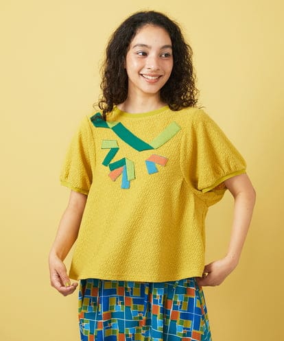 GJKGA01180 Jocomomola Deslum brante シャーリングカットソー