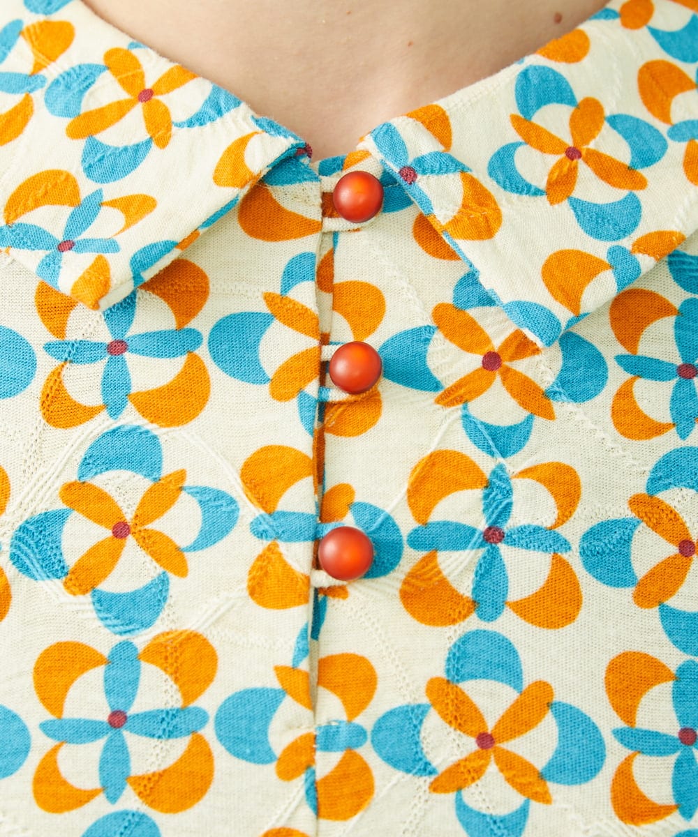 GJKGA32190 Jocomomola(ホコモモラ) Naranja calabaza プリントカットソー ブラック