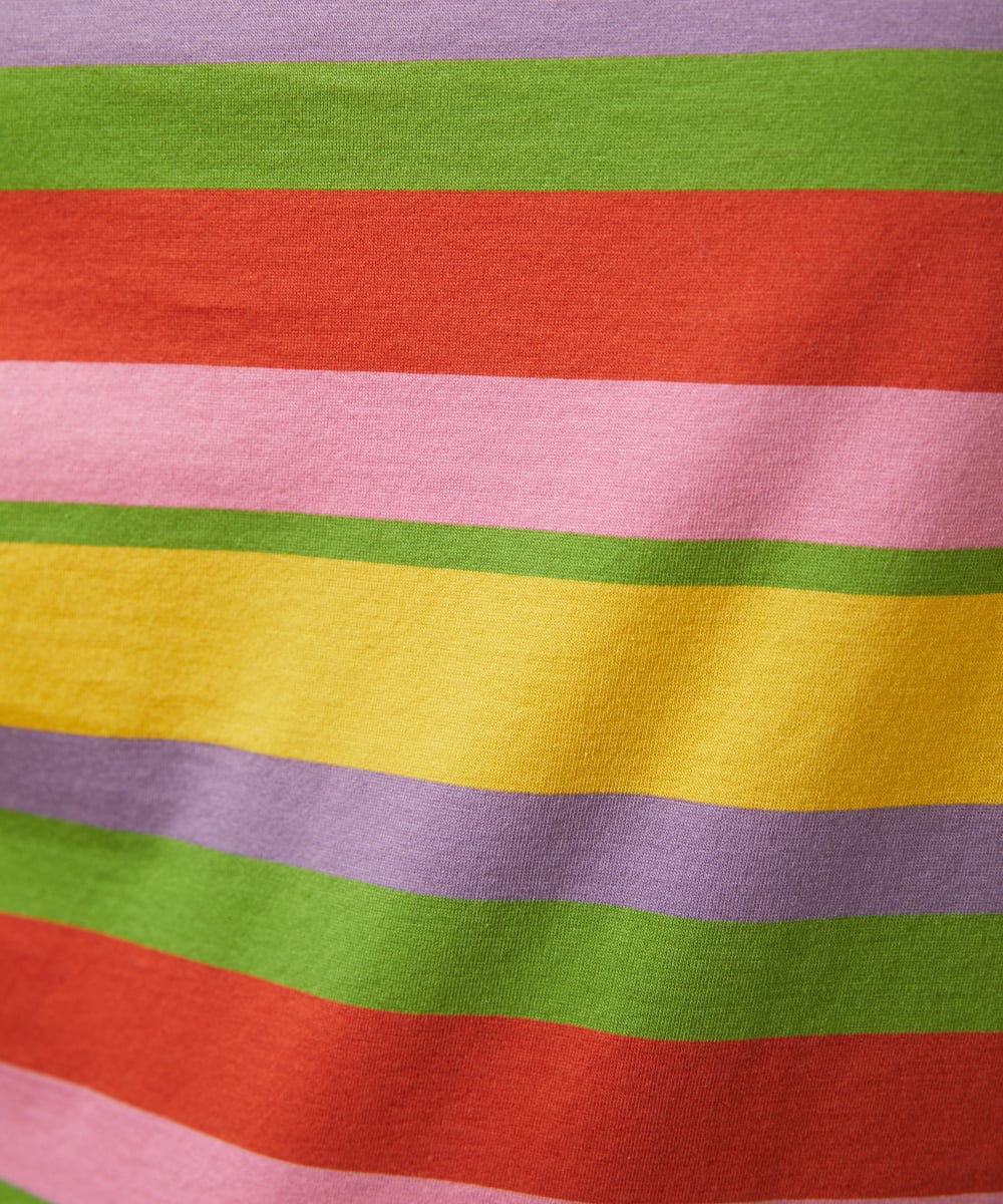 GJKGA33150 Jocomomola(ホコモモラ) シルケット天竺フラワーボーダーアップリケTシャツ ブラック×アイボリー