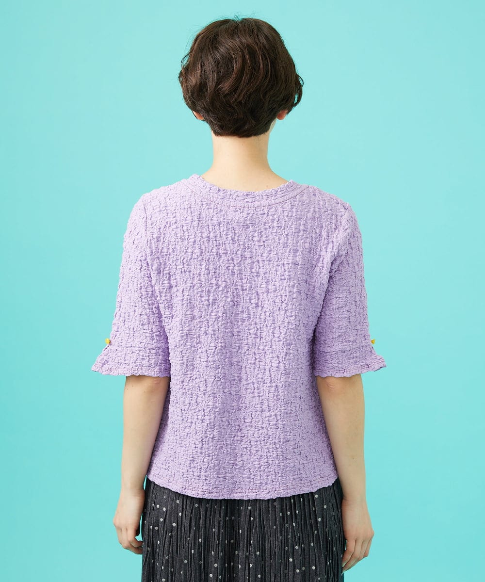 GJKGA36140 Jocomomola(ホコモモラ) シャーリングカットソーTシャツ ラベンダー