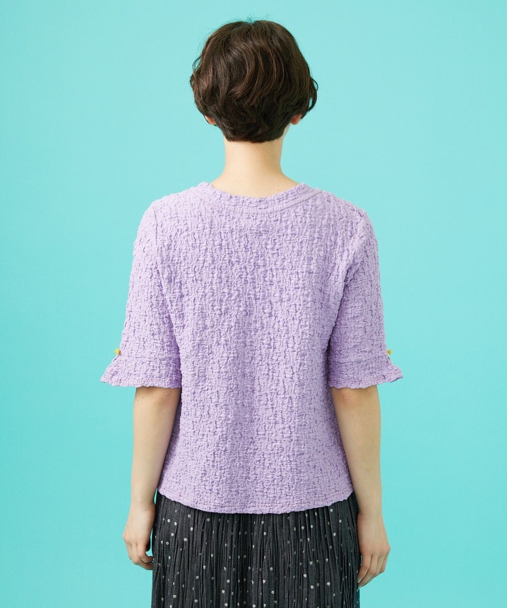 GJKGA36140 Jocomomola(ホコモモラ) シャーリングカットソーTシャツ ラベンダー