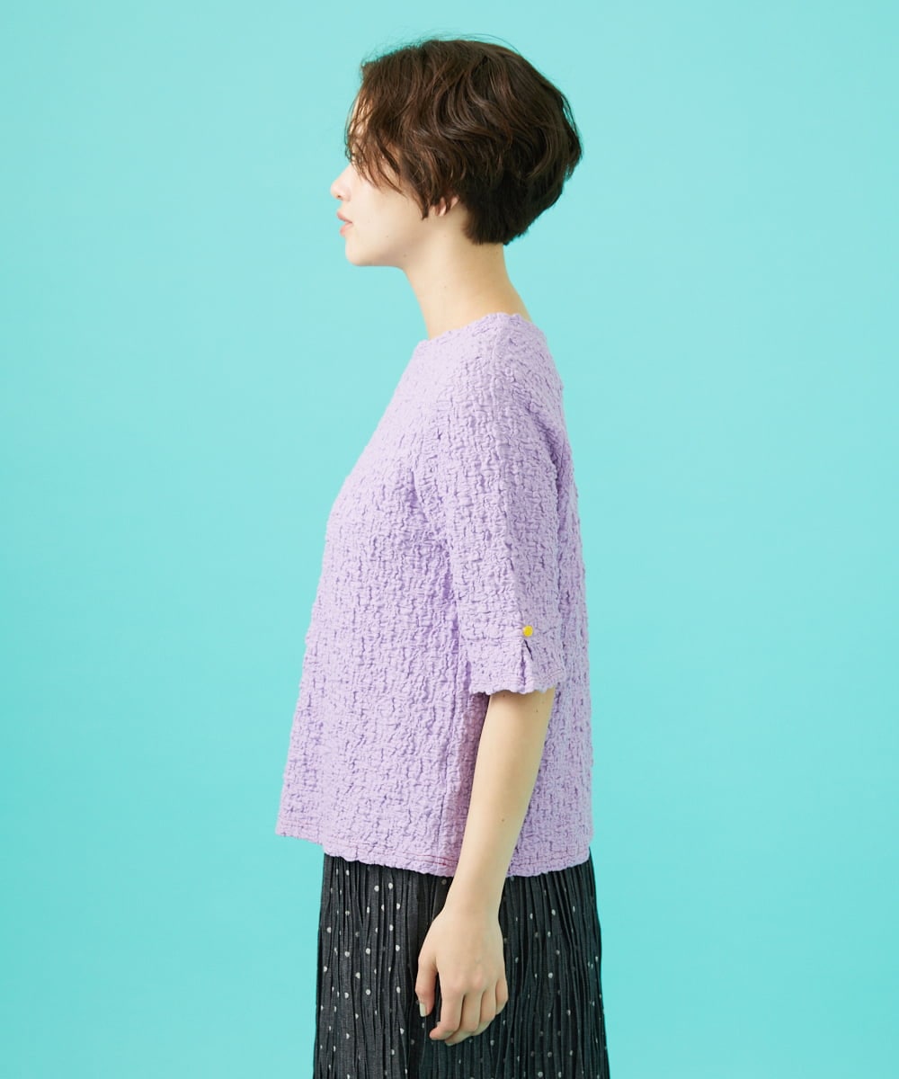 GJKGA36140 Jocomomola(ホコモモラ) シャーリングカットソーTシャツ ラベンダー