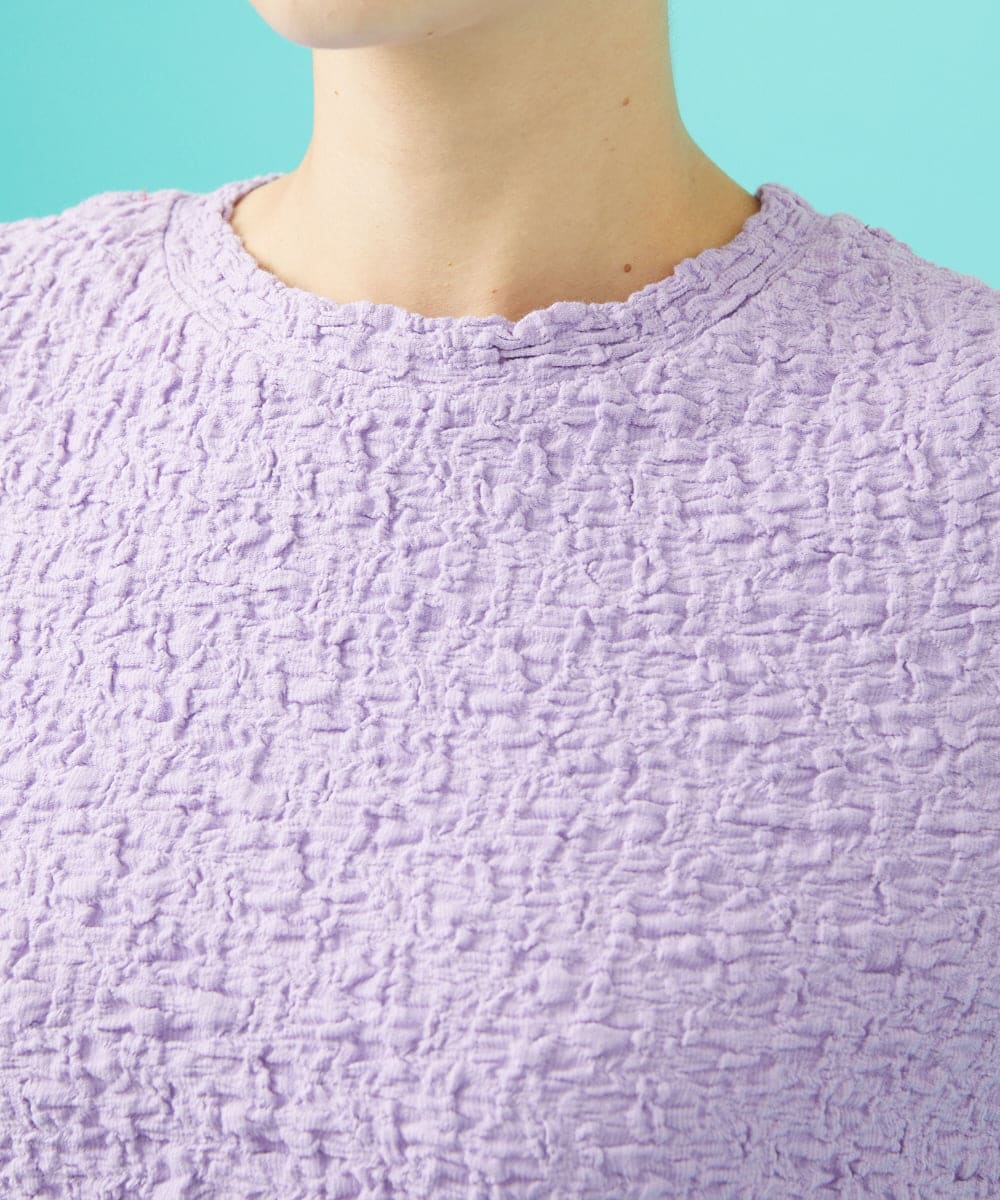 GJKGA36140 Jocomomola(ホコモモラ) シャーリングカットソーTシャツ ラベンダー