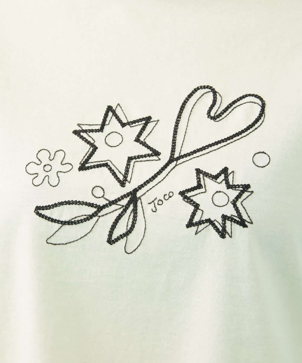 GJKGA38140 Jocomomola(ホコモモラ) Salida コットン天竺チェーン刺繍Tシャツ グリーン