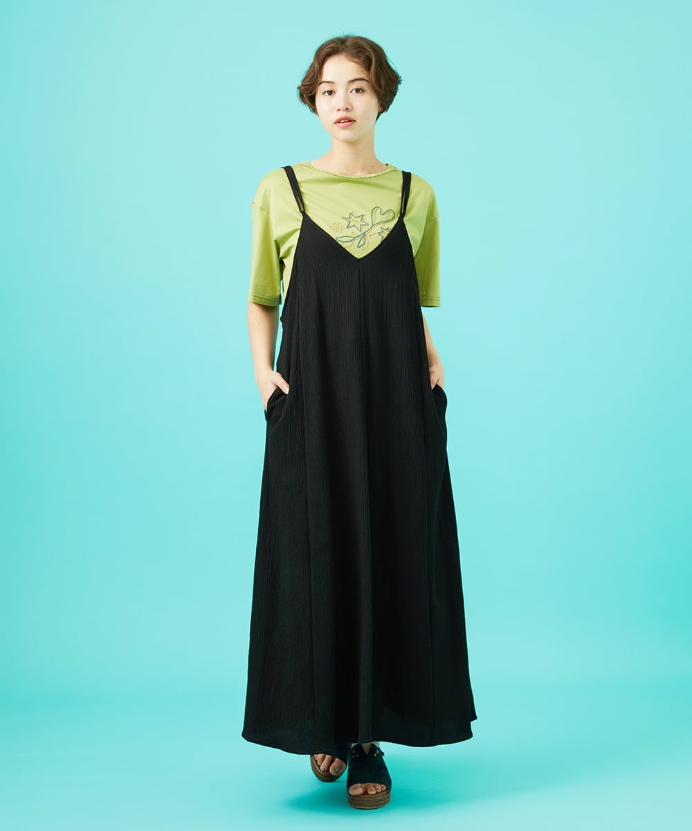 GJKGA38140 Jocomomola(ホコモモラ) Salida コットン天竺チェーン刺繍Tシャツ グリーン