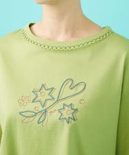 GJKGA38140 Jocomomola(ホコモモラ) Salida コットン天竺チェーン刺繍Tシャツ グリーン