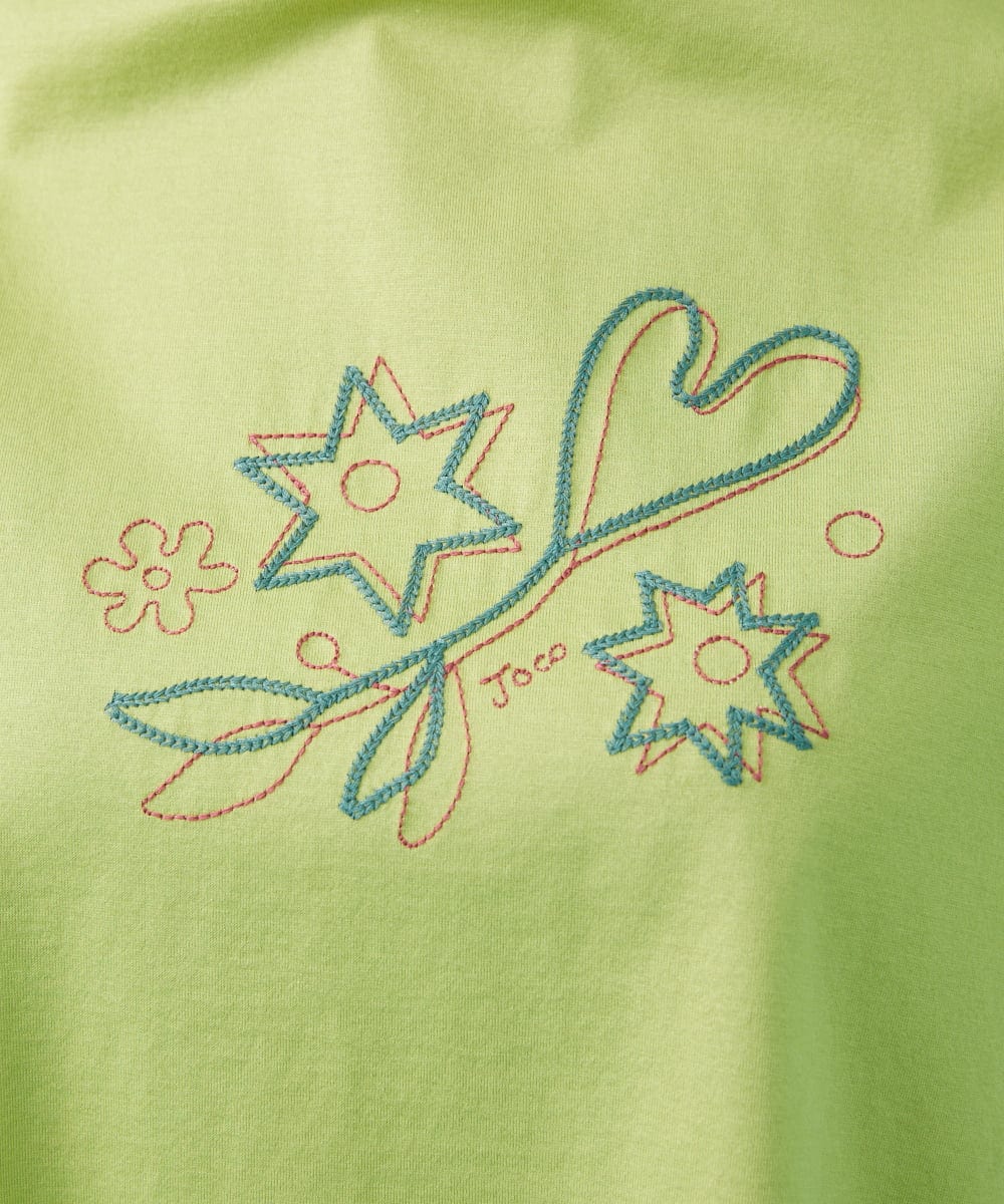 GJKGA38140 Jocomomola(ホコモモラ) Salida コットン天竺チェーン刺繍Tシャツ グリーン