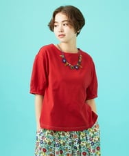 GJKGB02160 Jocomomola(ホコモモラ) Cosecha フルーツ刺繍ネックレス付きカットソー レッド