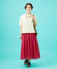 GJKGB02160 Jocomomola(ホコモモラ) Cosecha フルーツ刺繍ネックレス付きカットソー レッド
