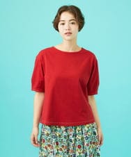 GJKGB02160 Jocomomola(ホコモモラ) Cosecha フルーツ刺繍ネックレス付きカットソー レッド