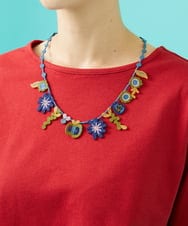 GJKGB02160 Jocomomola(ホコモモラ) Cosecha フルーツ刺繍ネックレス付きカットソー レッド