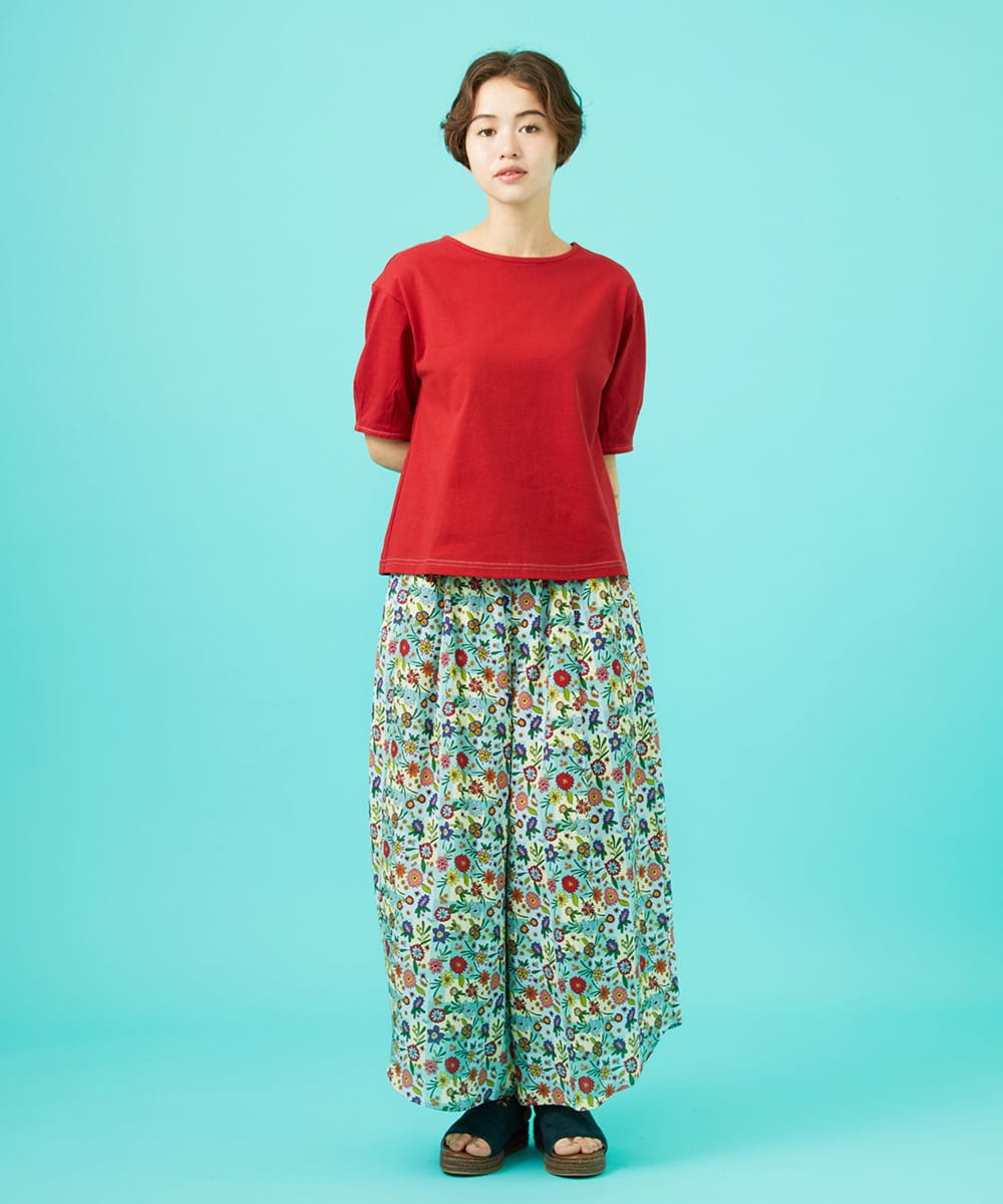GJKGB02160 Jocomomola(ホコモモラ) Cosecha フルーツ刺繍ネックレス付きカットソー レッド
