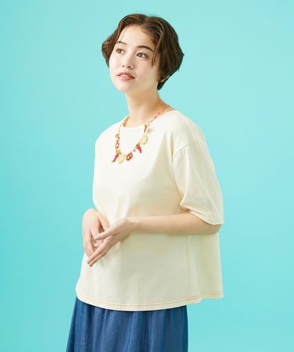 GJKGB02160  Cosecha フルーツ刺繍ネックレス付きカットソー