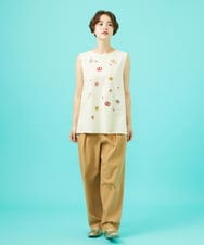 GJKGB03160 Jocomomola(ホコモモラ) Cosecha フルーツ刺繍ノースリーブカットソー アイボリー