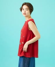 GJKGB03160 Jocomomola(ホコモモラ) Cosecha フルーツ刺繍ノースリーブカットソー アイボリー