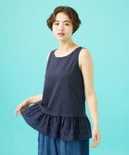 GJKGB43150 Jocomomola(ホコモモラ) Campo de frutas レースドッキングタンクトップ ネイビー