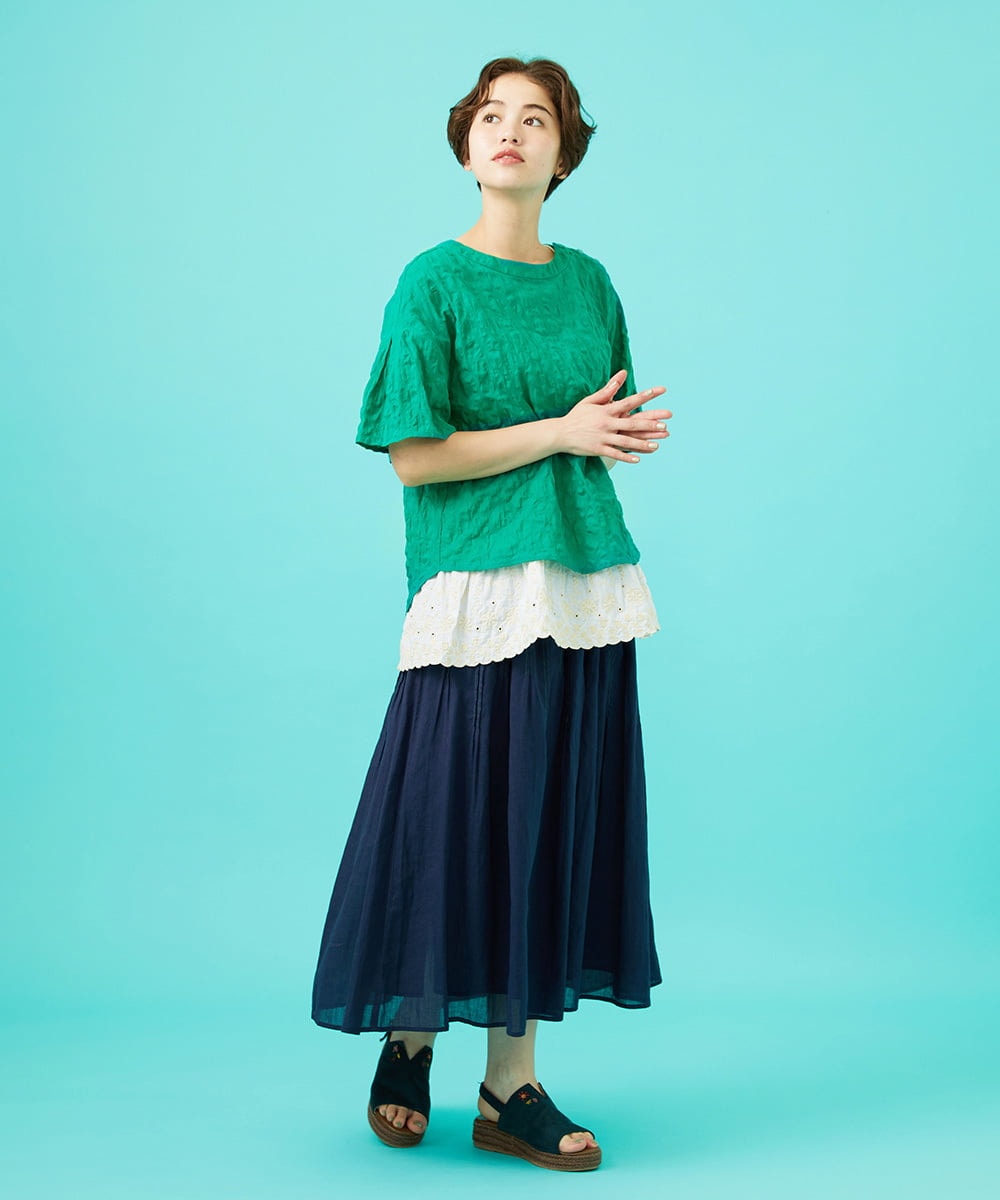 GJKGB43150 Jocomomola(ホコモモラ) Campo de frutas レースドッキングタンクトップ ネイビー