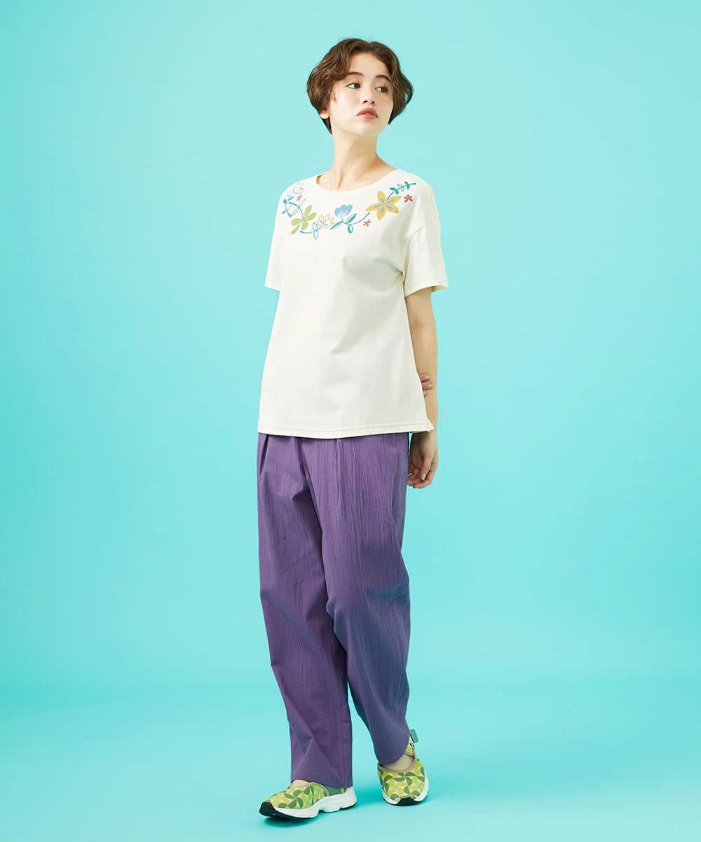 GJKGB45100 Jocomomola(ホコモモラ) Planta フラワープリントTシャツ ブルーグリーン