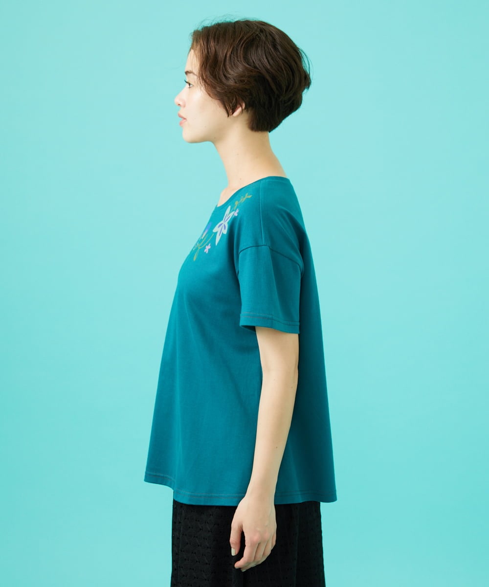 GJKGB45100 Jocomomola(ホコモモラ) Planta フラワープリントTシャツ ブルーグリーン