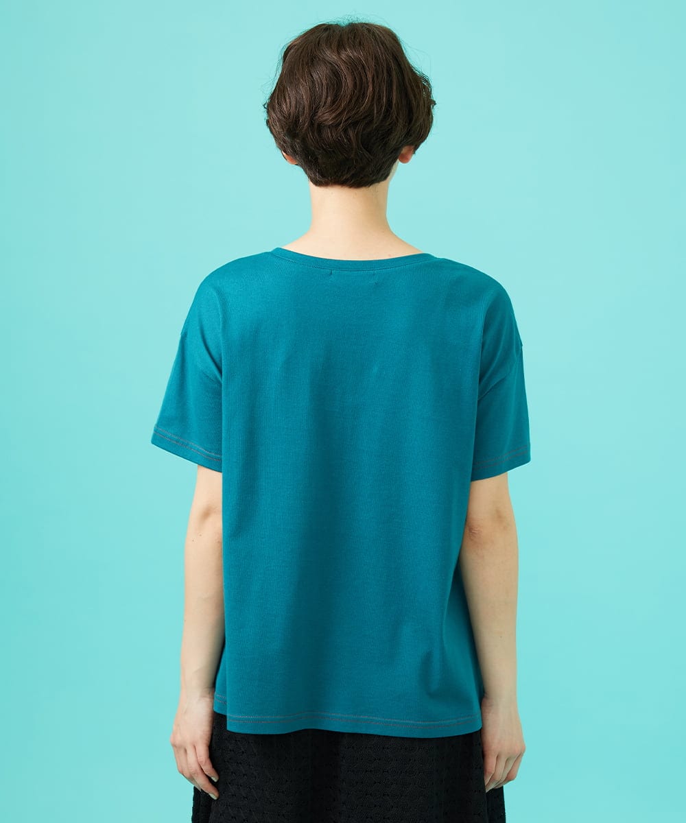 GJKGB45100 Jocomomola(ホコモモラ) Planta フラワープリントTシャツ ブルーグリーン