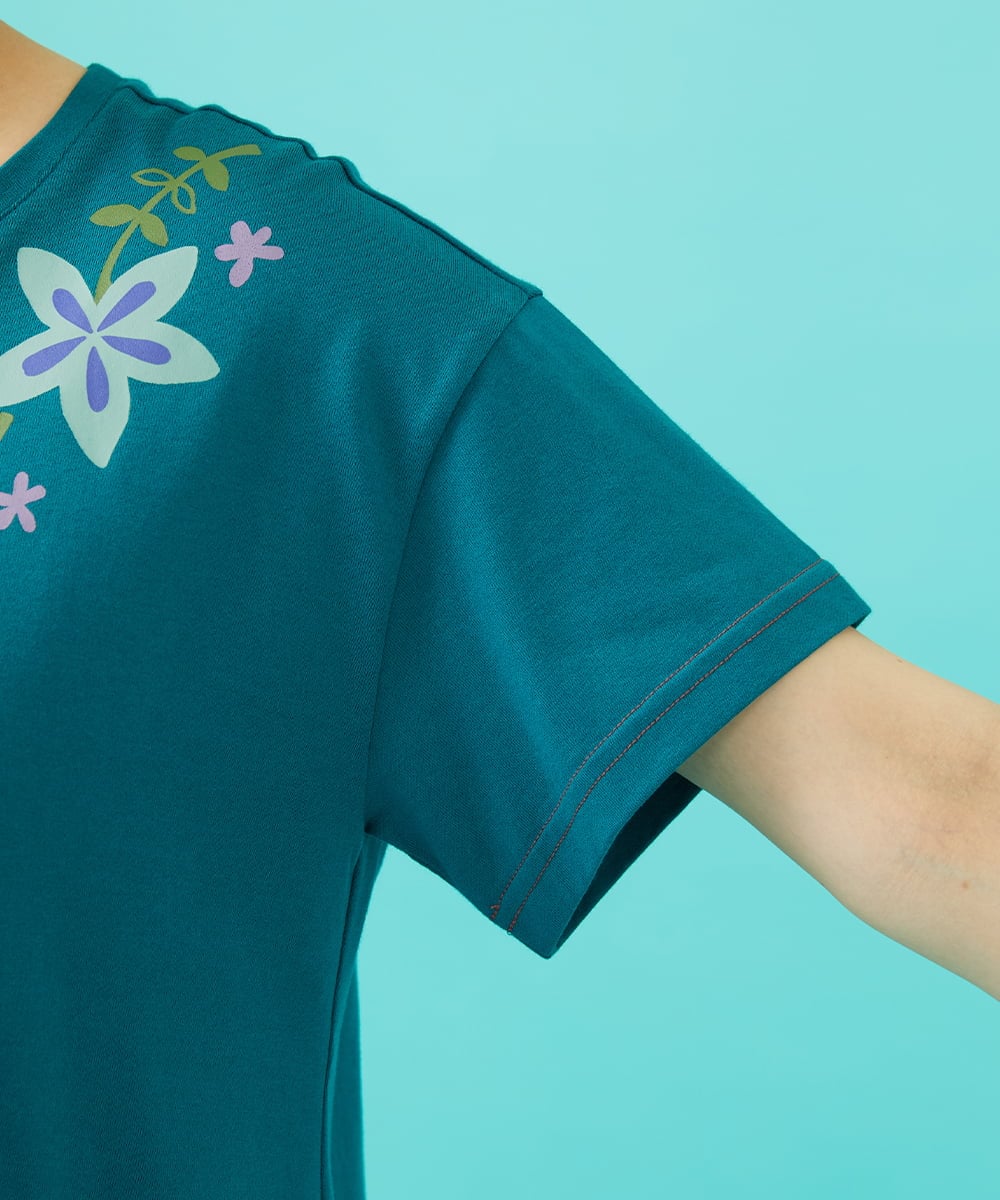 GJKGB45100 Jocomomola(ホコモモラ) Planta フラワープリントTシャツ ブルーグリーン