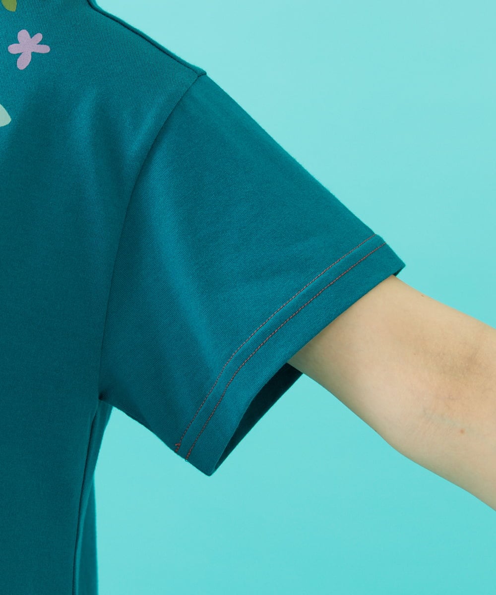 GJKGB45100 Jocomomola(ホコモモラ) Planta フラワープリントTシャツ ブルーグリーン