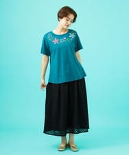 GJKGB45100 Jocomomola(ホコモモラ) Planta フラワープリントTシャツ ブルーグリーン