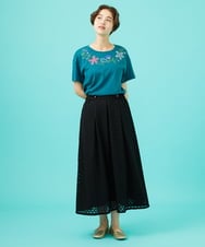 GJKGB45100 Jocomomola(ホコモモラ) Planta フラワープリントTシャツ ブルーグリーン