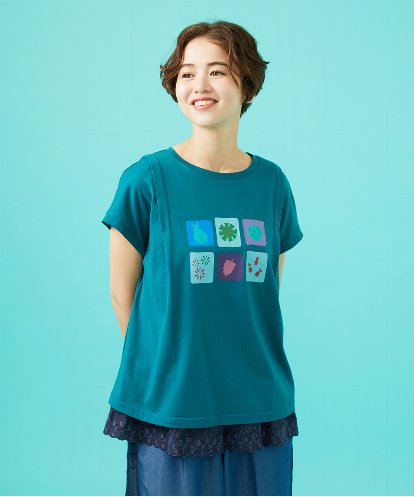 GJKGB46100 Jocomomola Planta モチーフプリントTシャツ