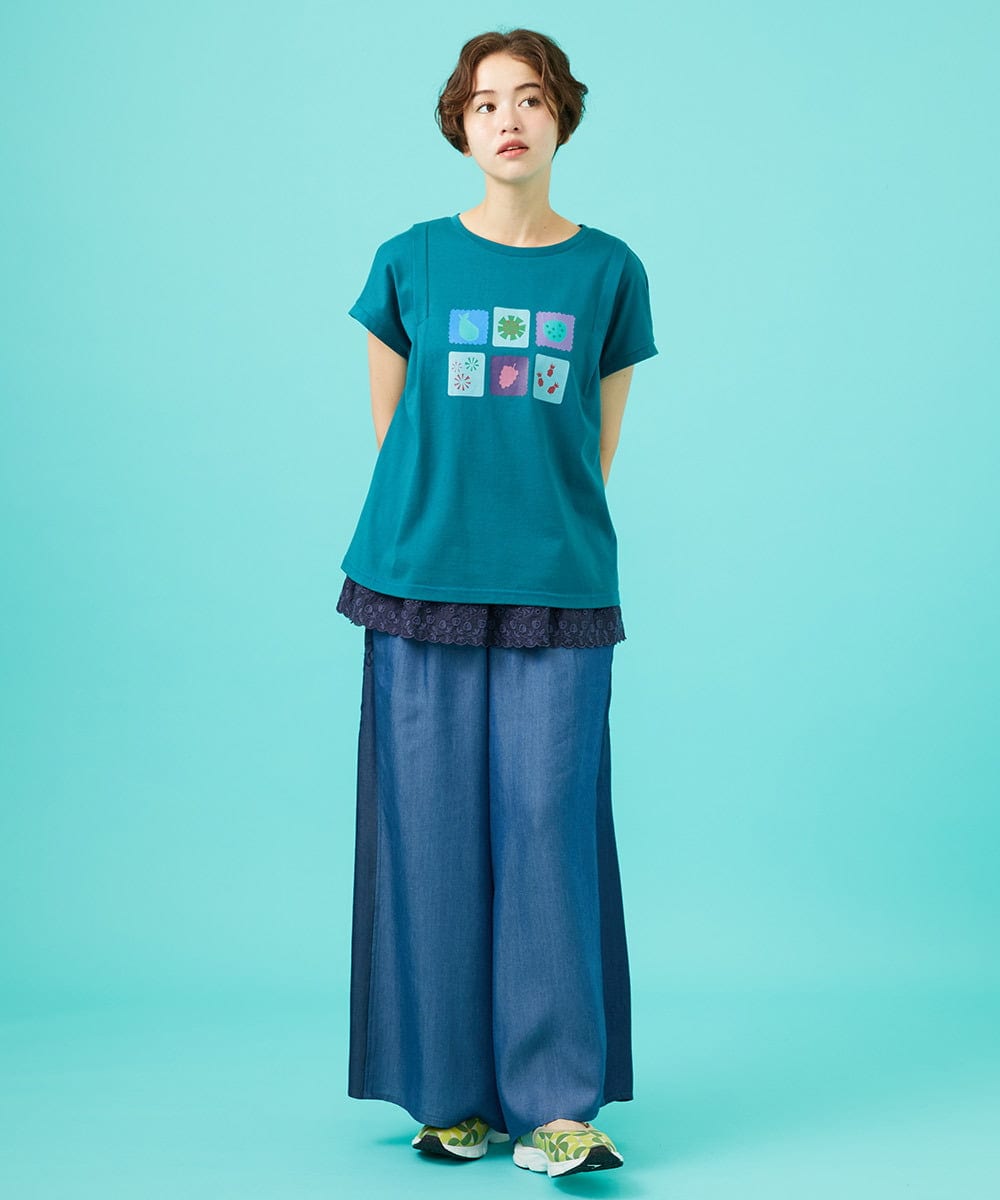 GJKGB46100 Jocomomola(ホコモモラ) Planta モチーフプリントTシャツ アイボリー